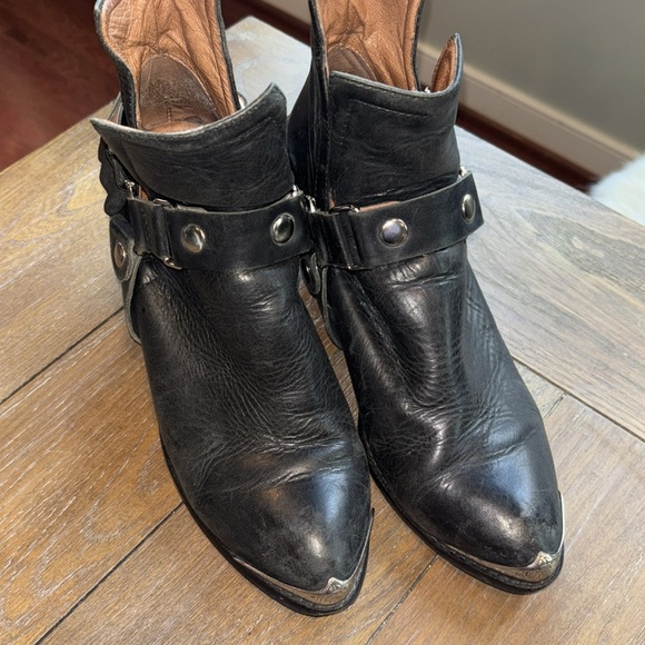 Jeffrey Campbell black orwell harness booties leather short boots moto buckle 8 - Picture 6 of 11